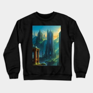 Gazebo in a floating, solarpunk city Crewneck Sweatshirt